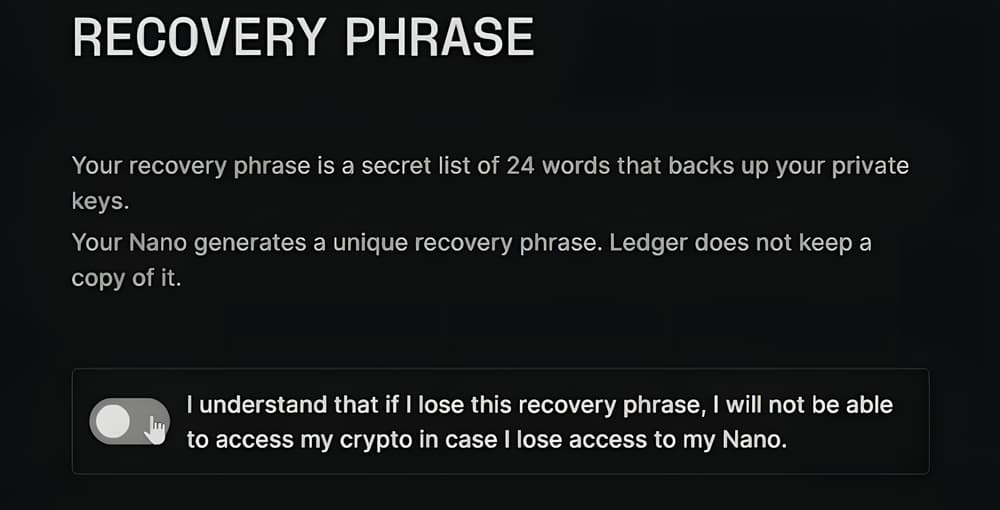 Η φράση ανάκτησης: 24 μυστικές λέξεις που η Ledger δεν κρατά σε αντίγραφο, και η επιβεβαίωση ότι αν χαθούν χάνονται και τα crypto