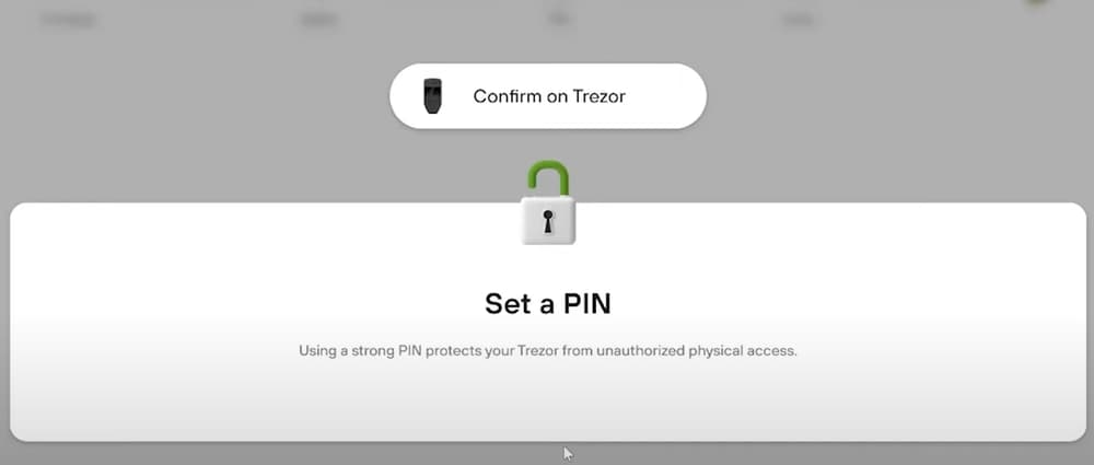 Το Trezor Suite ζητά επιβεβαίωση του νέου PIN πάνω στη συσκευή