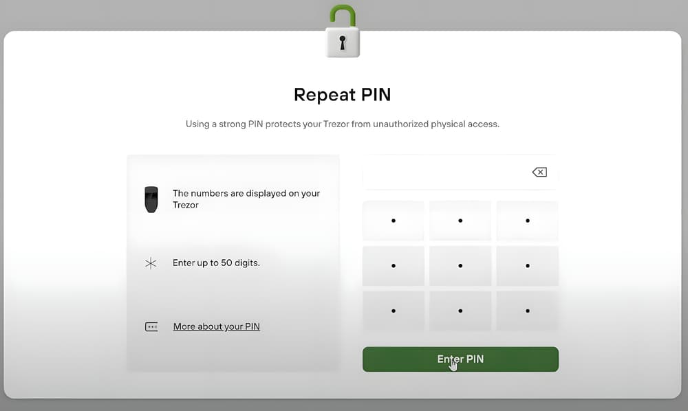 Επανάληψη του PIN στο ίδιο πλέγμα, με τους αριθμούς της συσκευής σε νέα σειρά