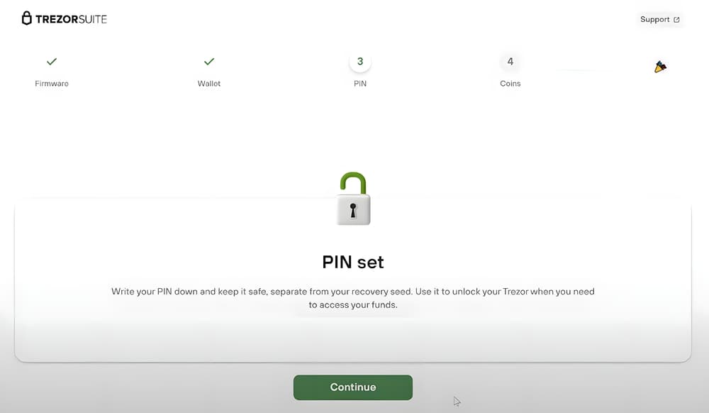 Το PIN ορίστηκε: φυλάξτε το χωριστά από τις λέξεις ανάκτησης