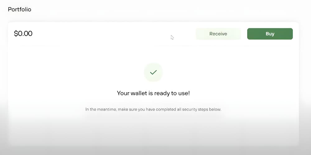 Το χαρτοφυλάκιο στο Trezor Suite: το πορτοφόλι είναι έτοιμο για χρήση